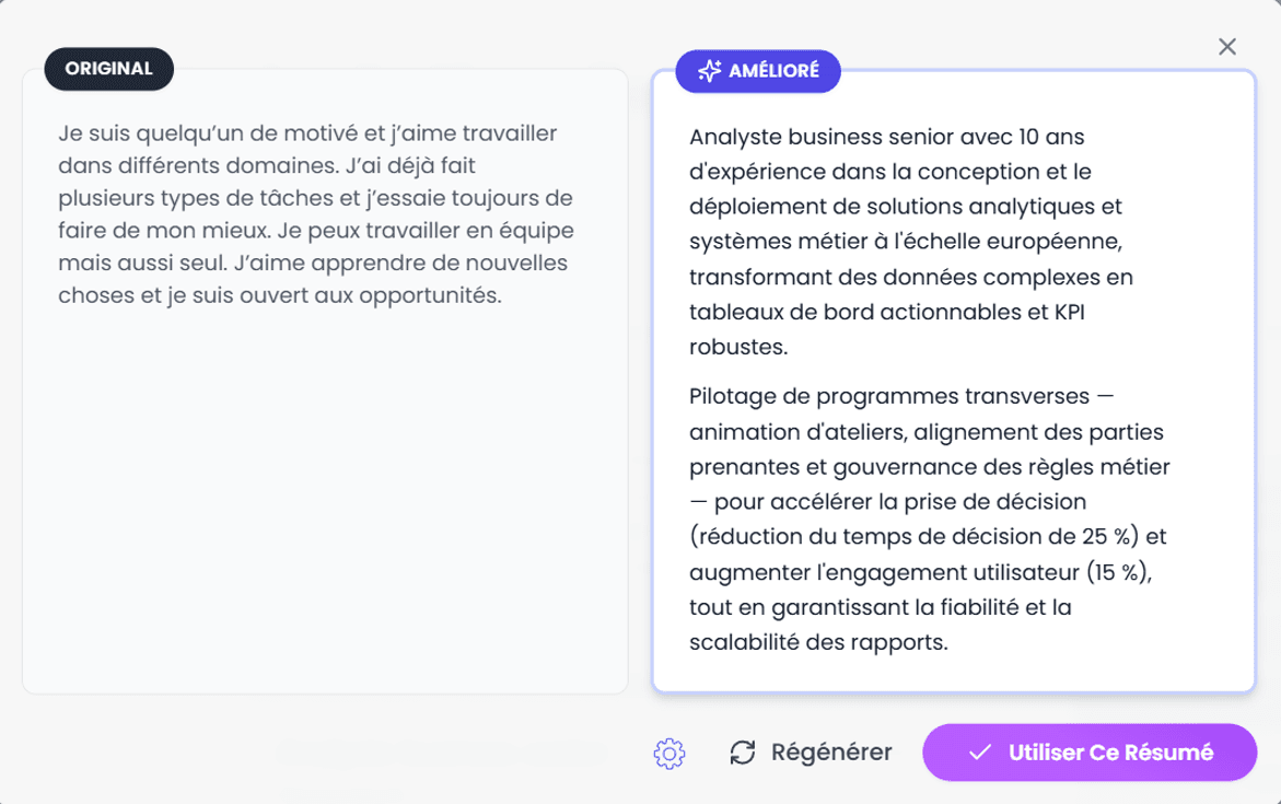 Comparaison d’amélioration IA — Original vs Amélioré