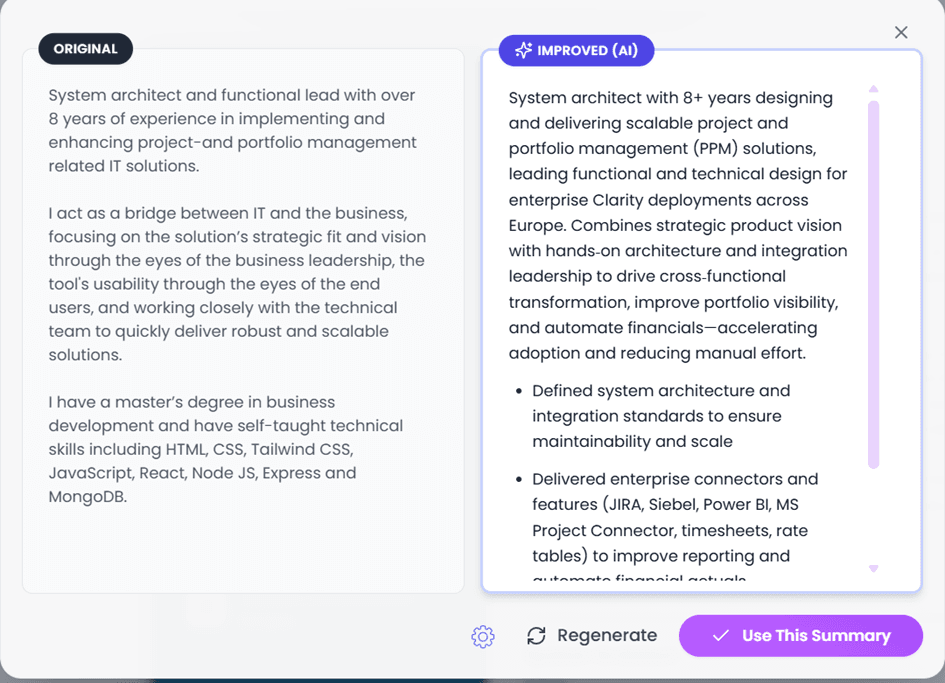 AI Improvement Comparison — Original vs Improved